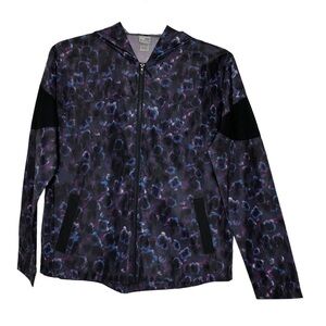 New - CHAMPION - Black, Purple & Blue Lightweight Hooded Windbreaker- Size Small